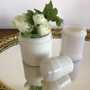 Vintage White Milk Glass Cosmetic Jar Collection - Set of 3